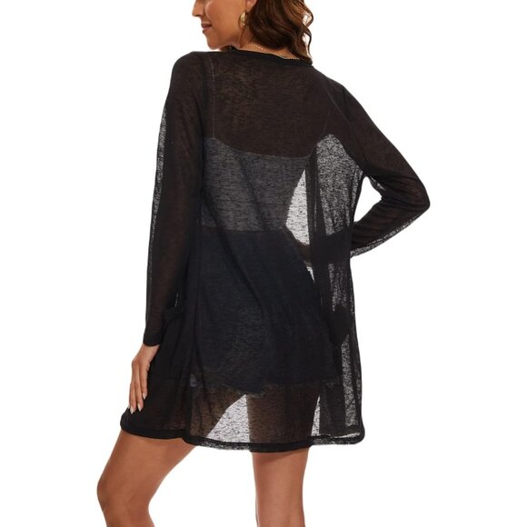 Sheer Summer Cardigan Women's Lightweight Open Front Long Sleeve Spring Trendy - Picture 3 of 6